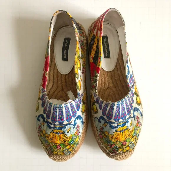 Dolce and Gabbana floral lemon scarf caretto print jacquard espadrilles - Picture 4 of 12